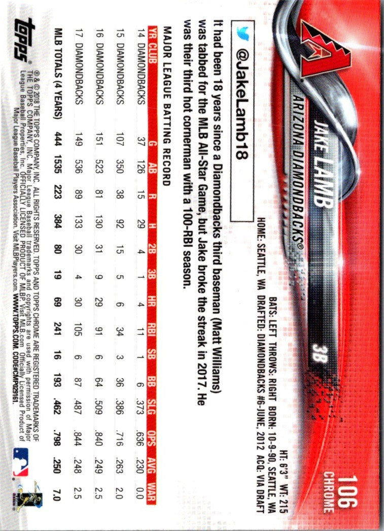 2018 Topps Chrome Jake Lamb