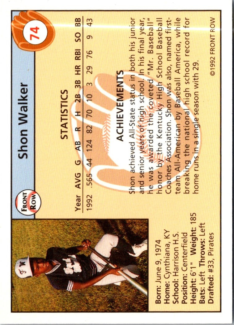 1992 Front Row Draft Picks Shon Walker