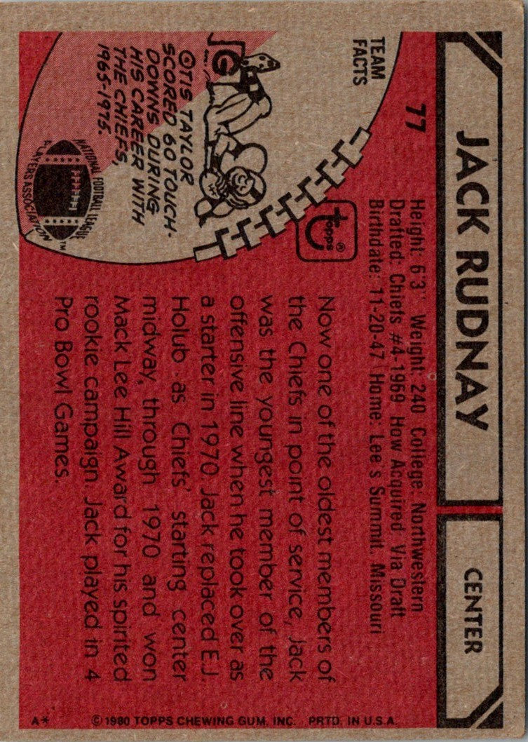 1980 Topps Jack Rudnay