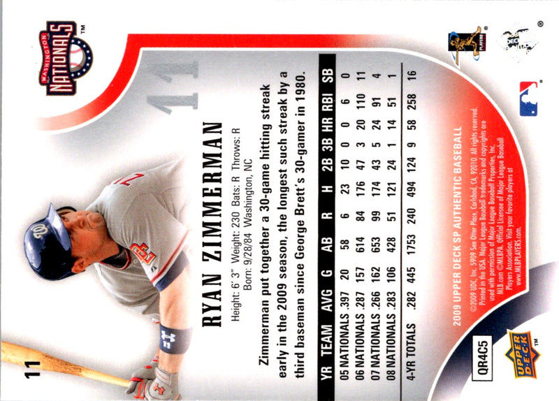 2009 SP Authentic Gold Ryan Zimmerman