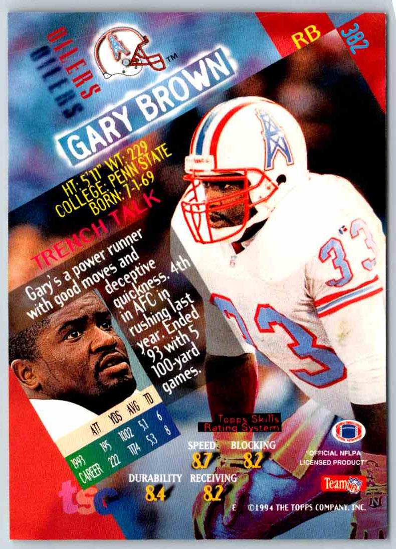 1994 Topps Stadium Club Football Gary Brown