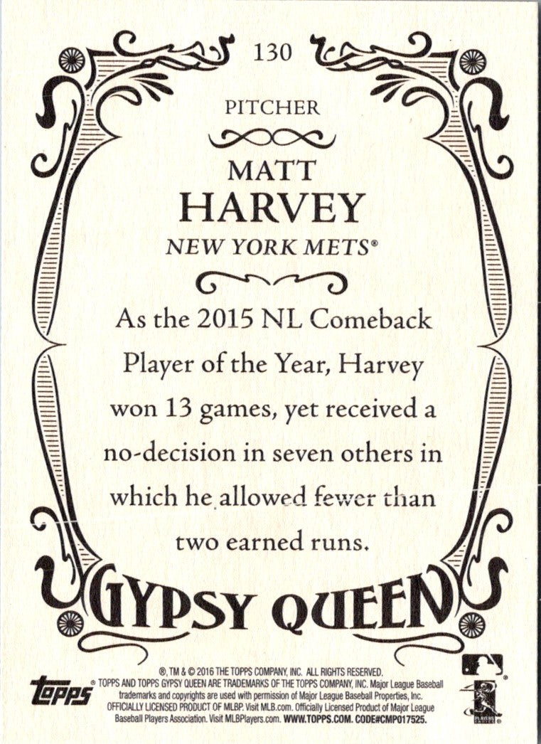 2016 Topps Gypsy Queen Matt Harvey