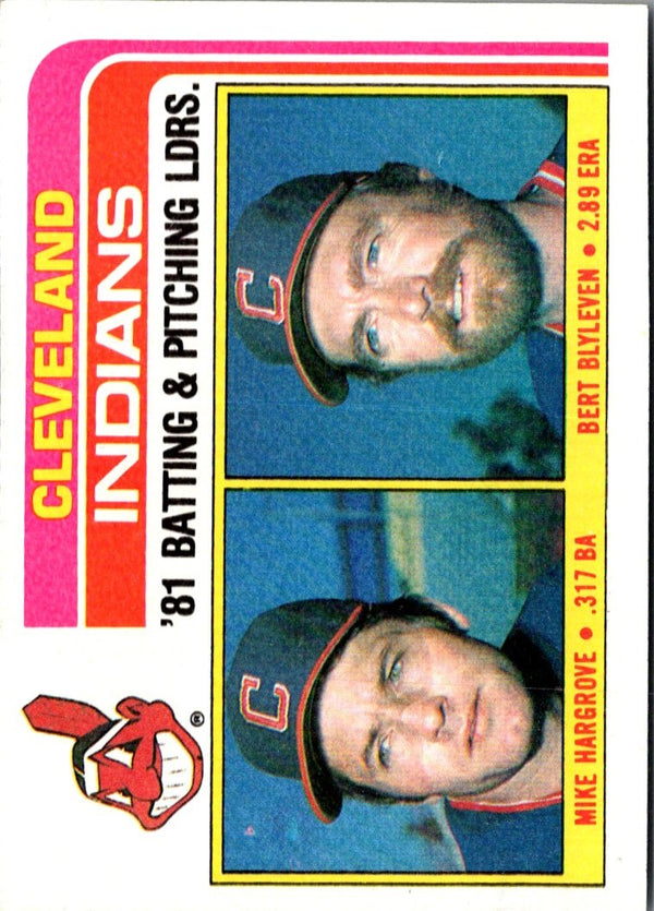 1982 Topps Indians Team Leaders - Mike Hargrove/Bert Blyleven #559