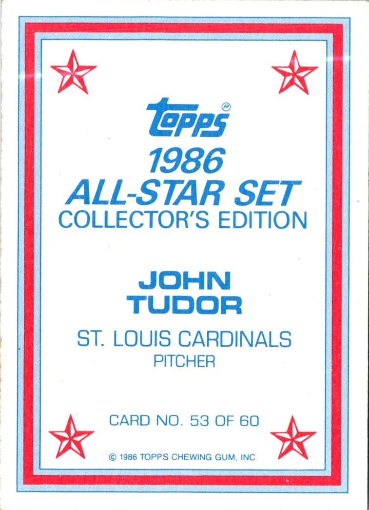 1986 Topps Glossy Send-Ins John Tudor