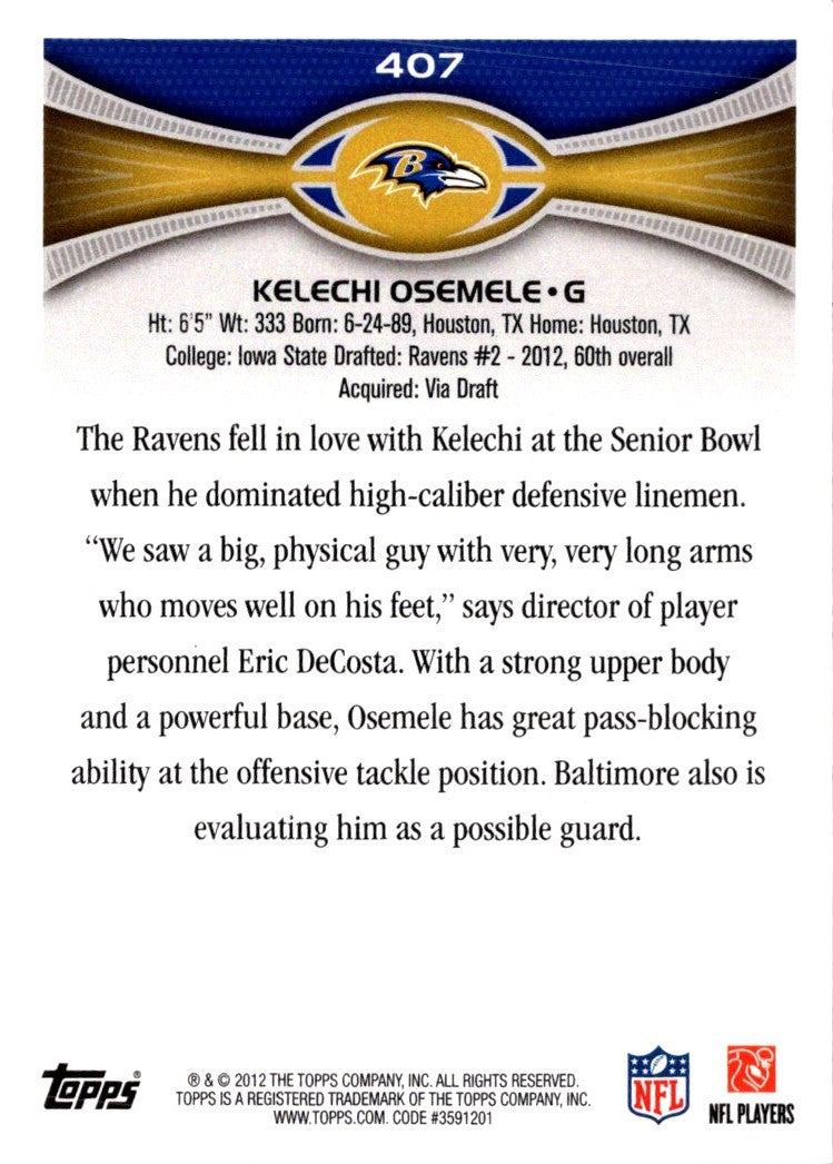 2012 Topps Kelechi Osemele