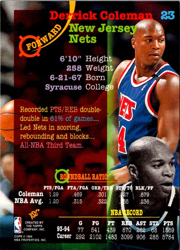 1994 Stadium Club Super Teams NBA Finals Derrick Coleman