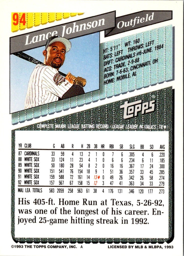 1993 Topps Gold Lance Johnson