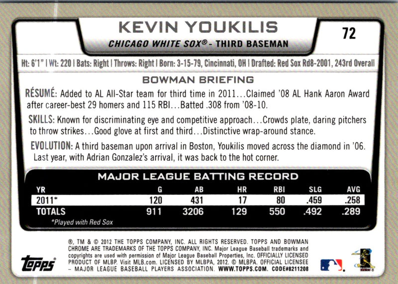 2012 Bowman Chrome Kevin Youkilis