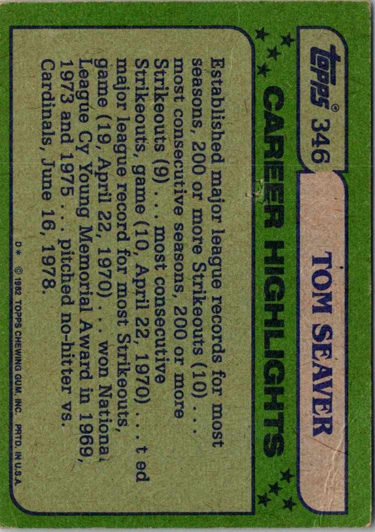 1982 O-Pee-Chee Tom Seaver