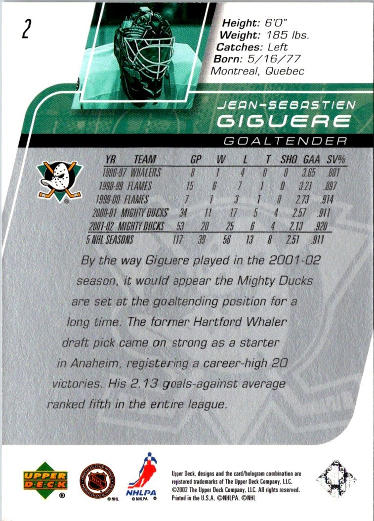 2002 Upper Deck Jean-Sebastien Giguere