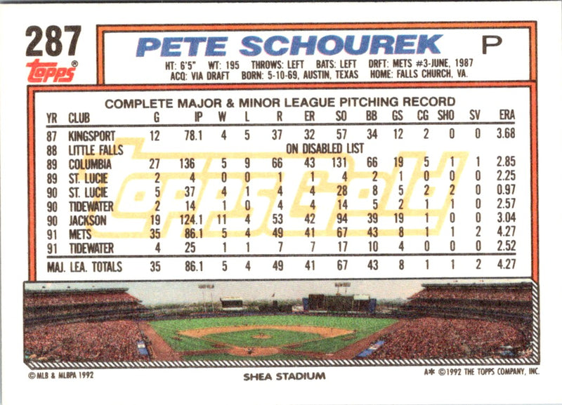 1992 Topps Pete Schourek