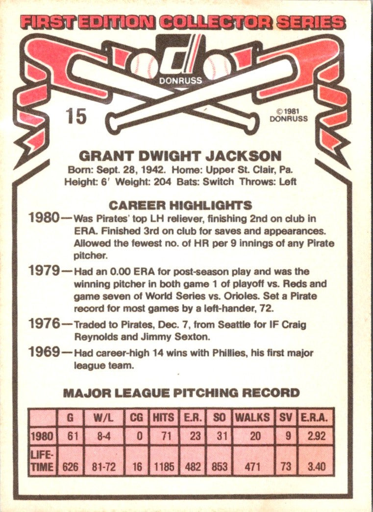 1981 Donruss Grant Jackson