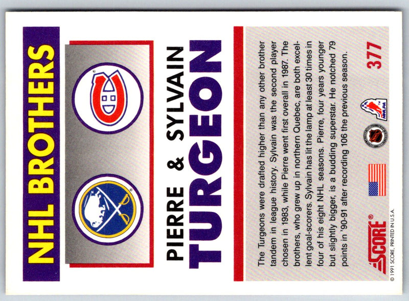 1991 Score American Pierre Turgeon/Sylvain Turgeon (