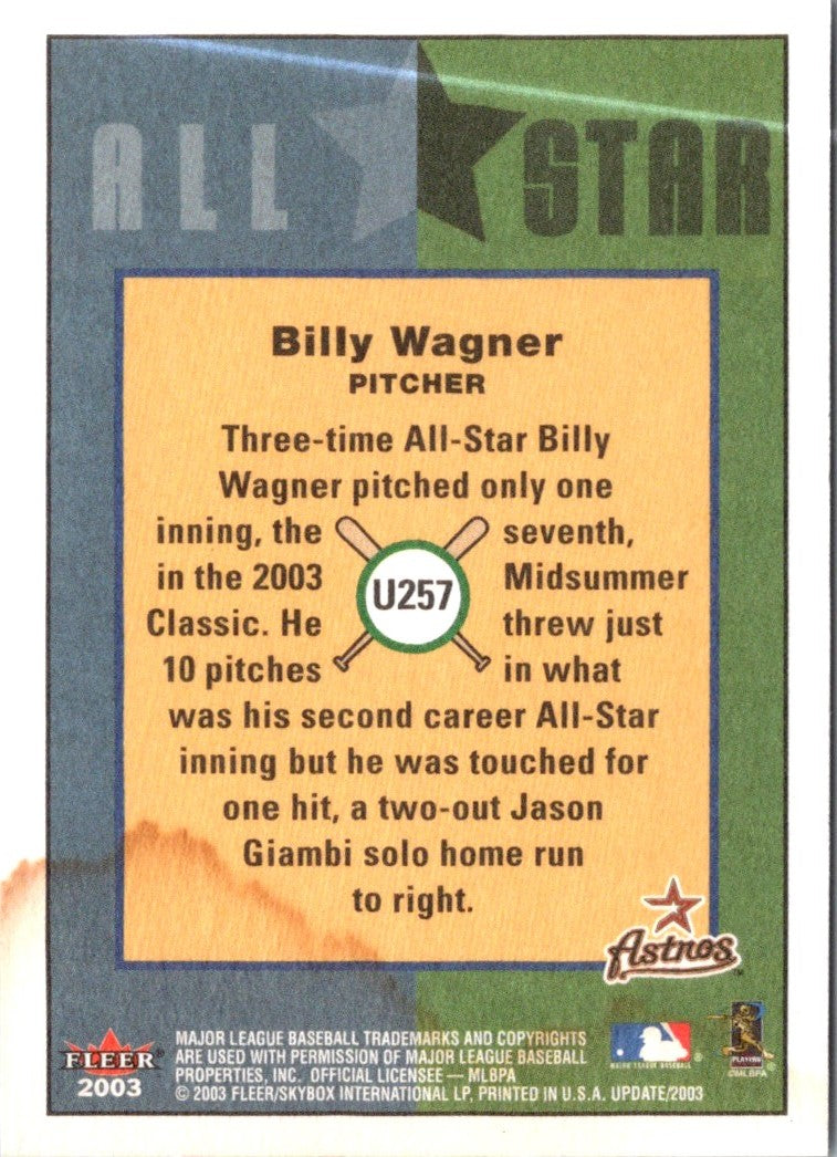 2003 Fleer Tradition Update Billy Wagner