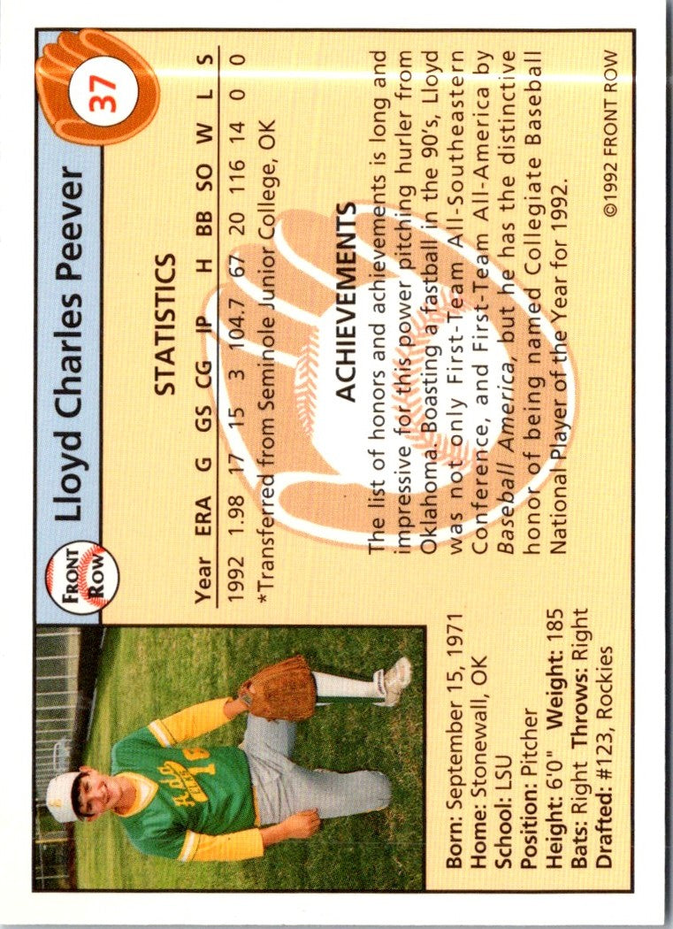 1992 Front Row Draft Picks Lloyd Peever