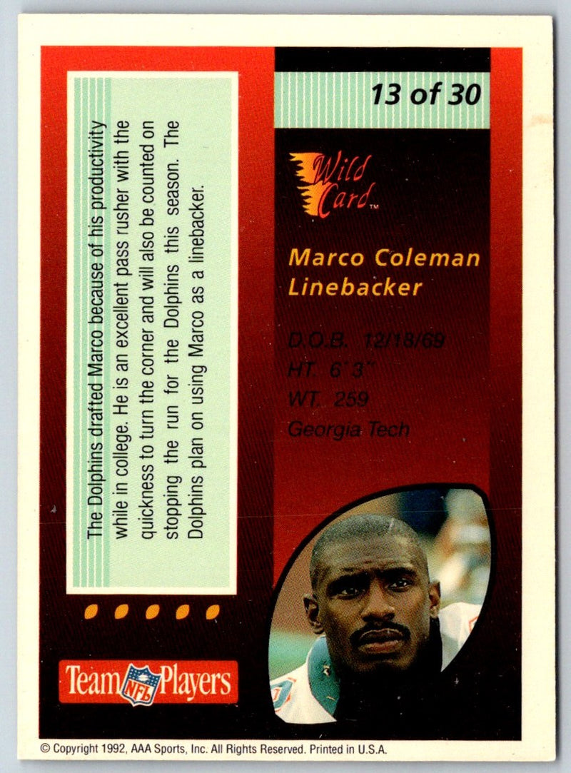 1992 Wild Card Red Hot Rookies Gold Marco Coleman