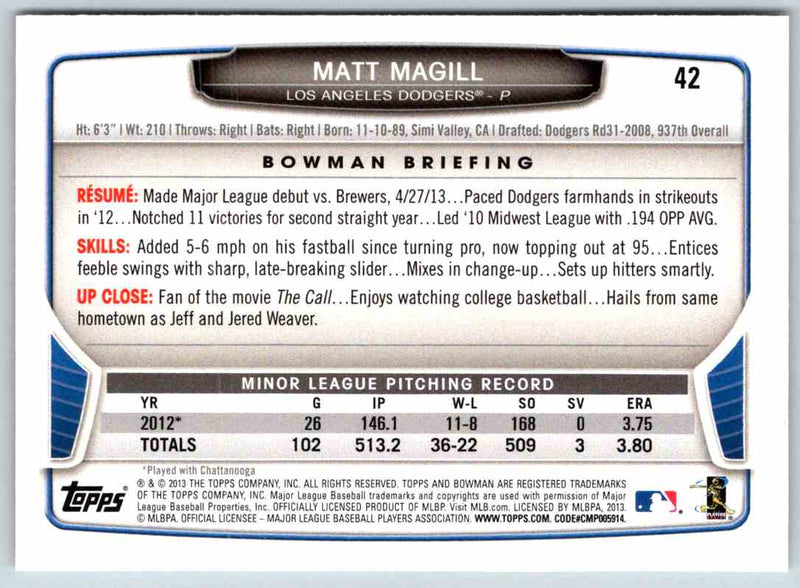 2014 Bowman Matt Magill