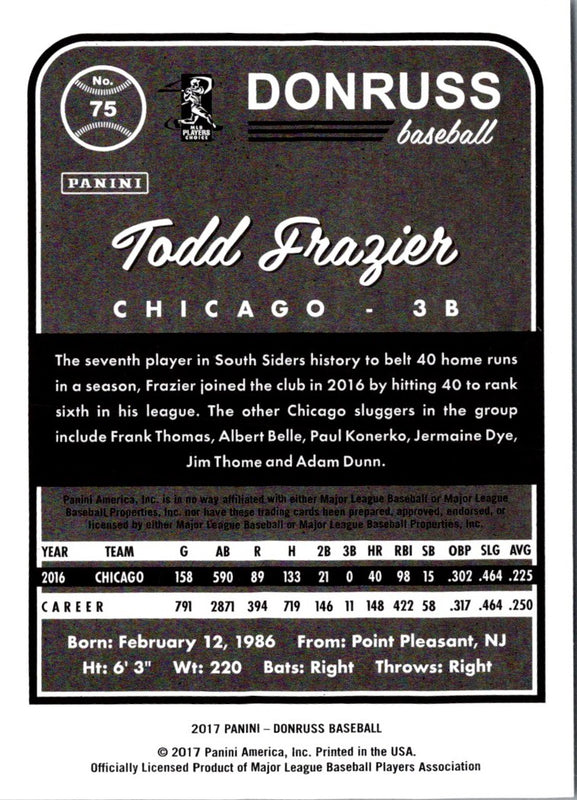 2017 Donruss Todd Frazier #75