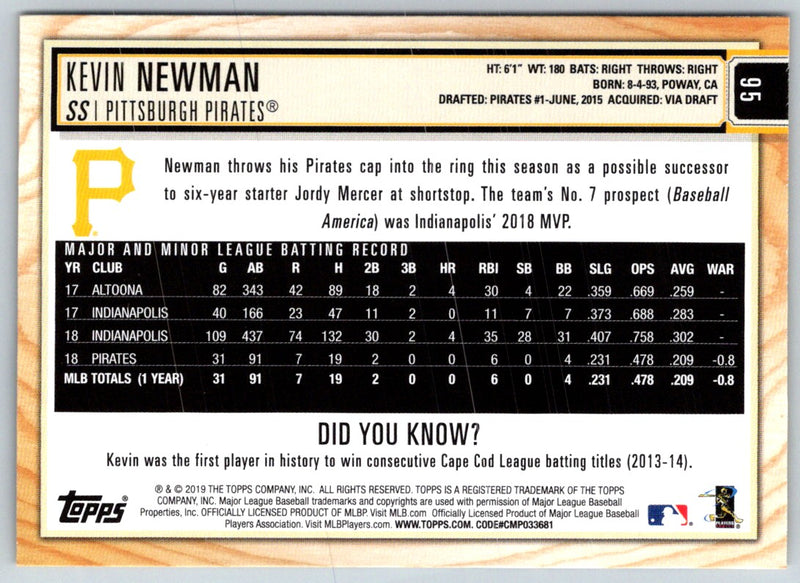 2019 Topps Big League Gold Kevin Newman