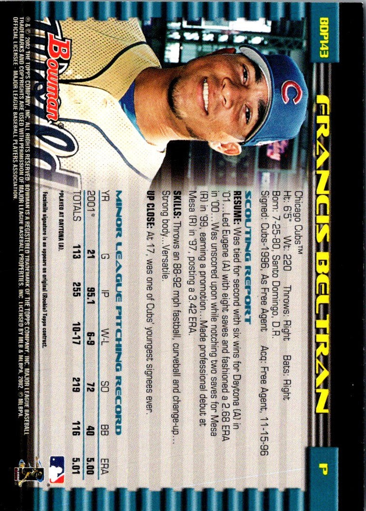 2002 Bowman Draft Picks & Prospects Francis Beltran