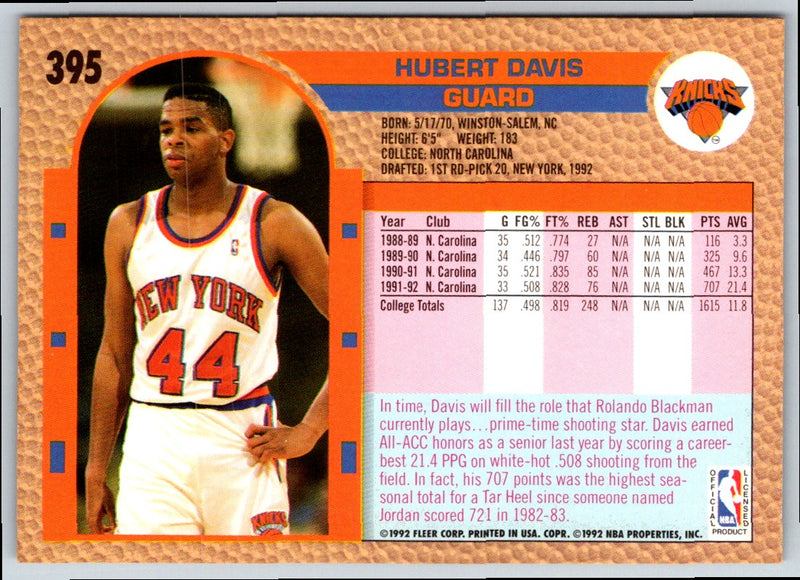 1992 Fleer Hubert Davis