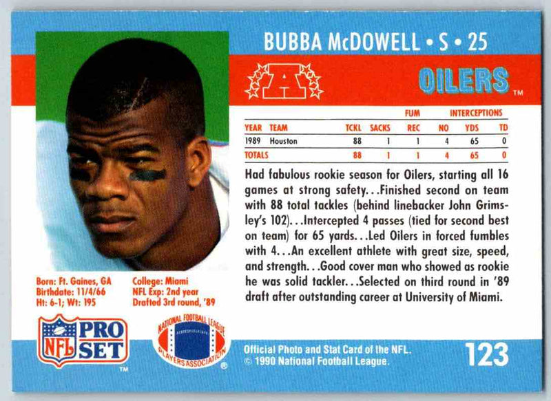 1990 Pro Set Bubba McDowell