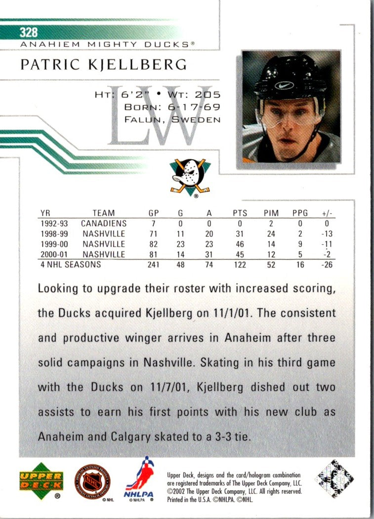 2001 Upper Deck Patric Kjellberg