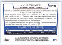 2012 Bowman Kyle Zimmer #BDPP10
