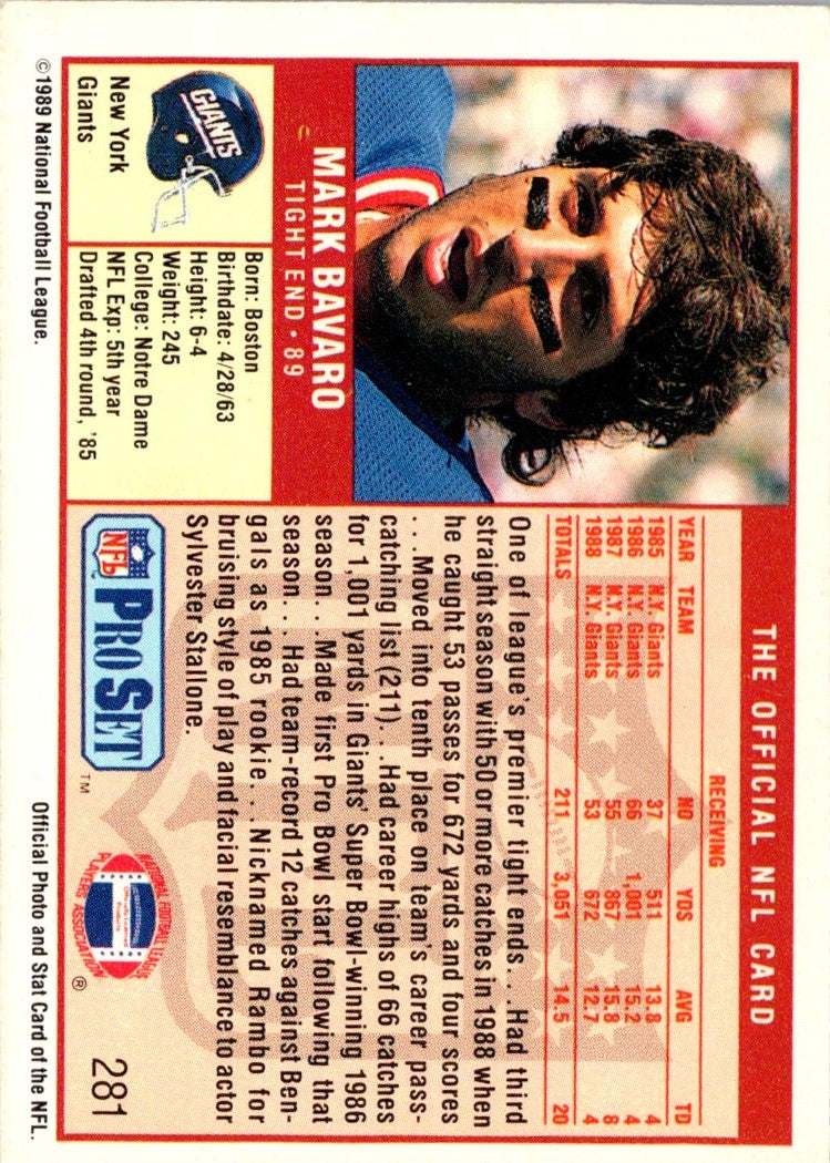 1989 Pro Set Mark Bavaro