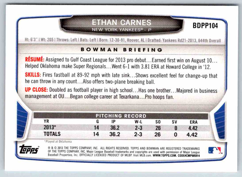 2014 Bowman Ethan Carnes