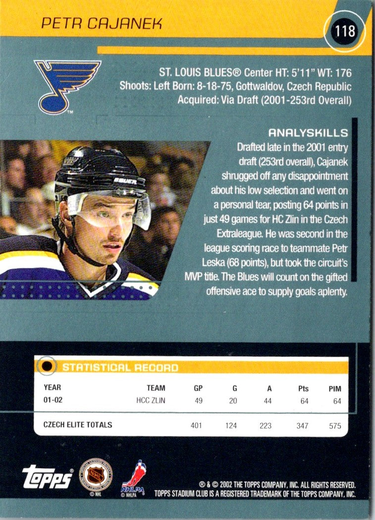 2002 Stadium Club Petr Cajanek