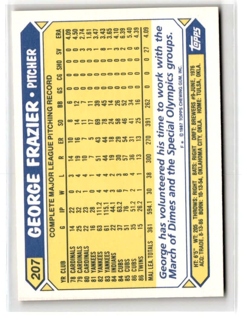 1987 Topps Tiffany George Frazier