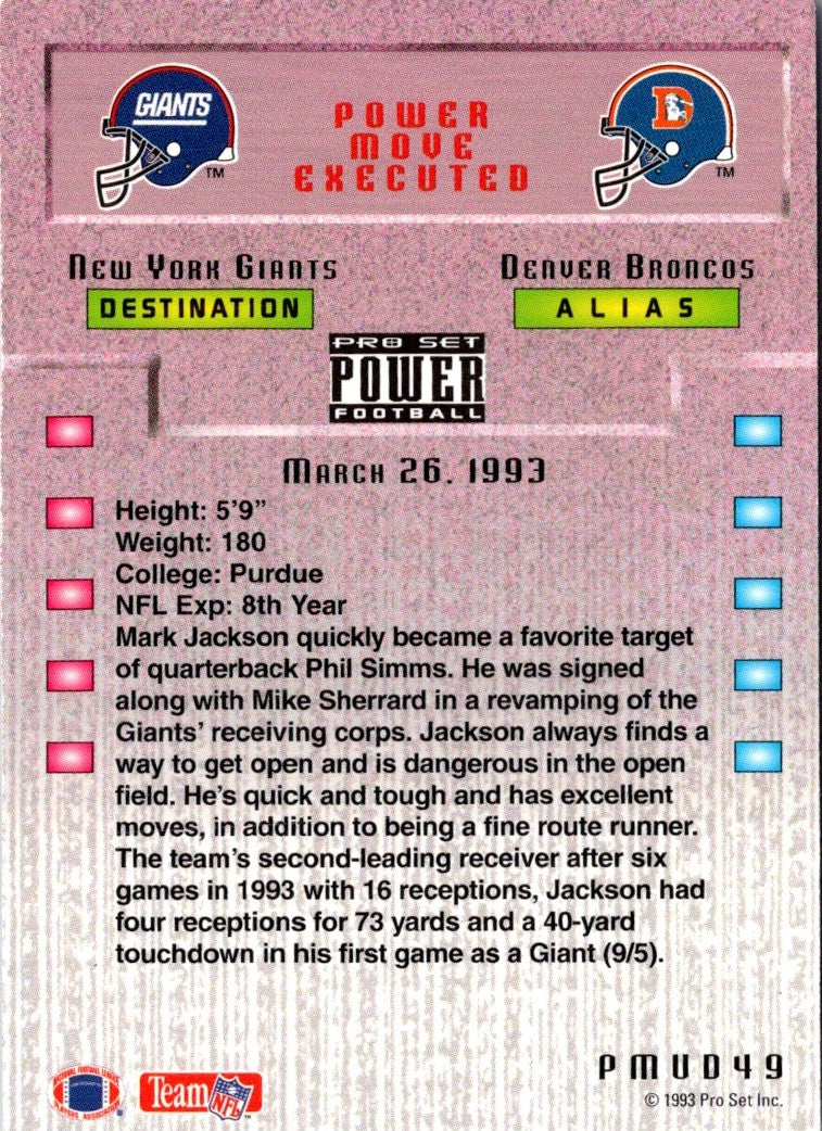 1993 Pro Set Power Update Moves Mark Jackson