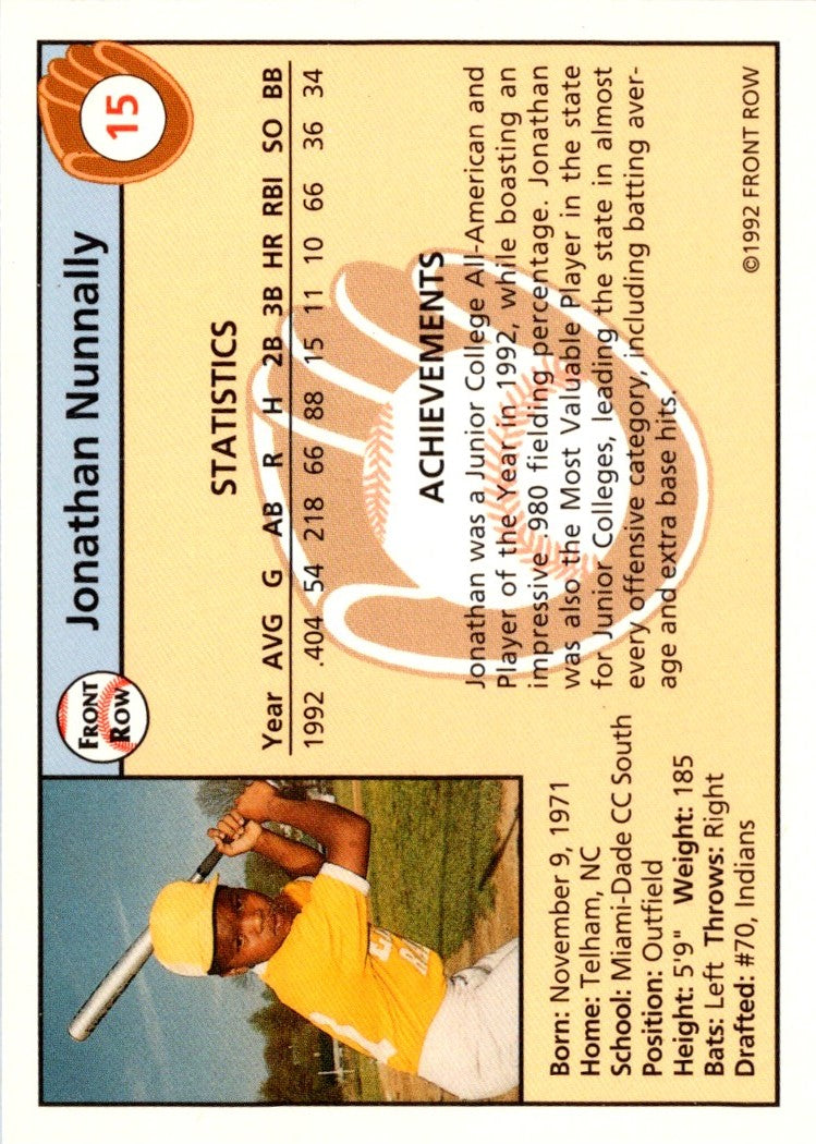 1992 Front Row Draft Picks Jon Nunnally