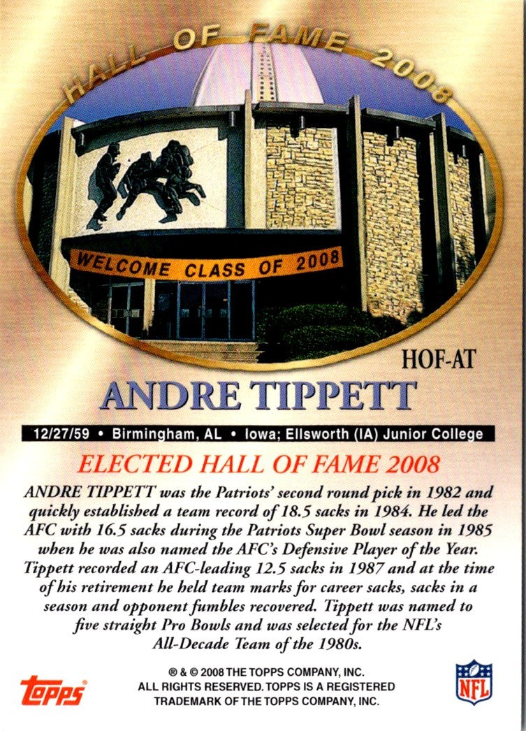 2008 Topps Hall of Fame Andre Tippett