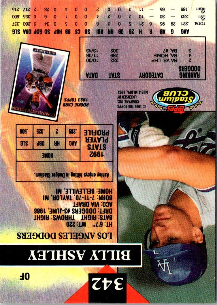 1993 Stadium Club Billy Ashley