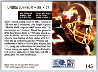 1991 Proset World League Undra Johnson #145
