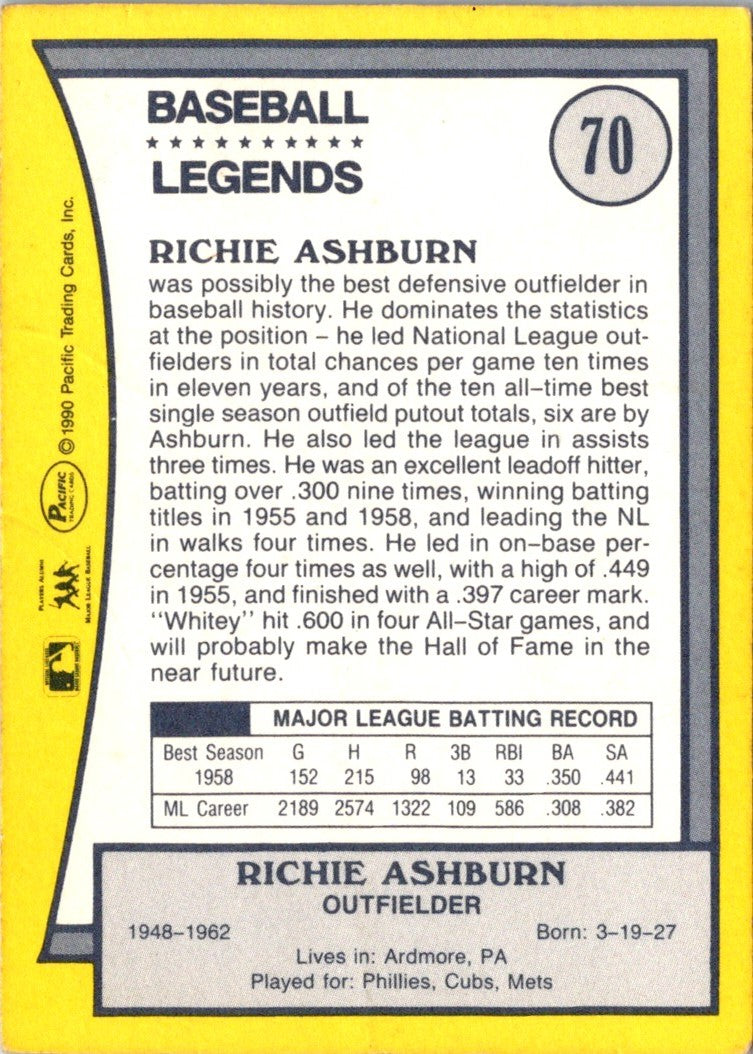 1990 Pacific Legends Richie Ashburn