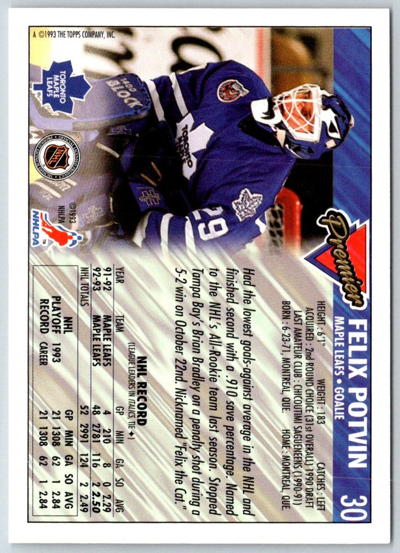 1993 Topps Premier Felix Potvin