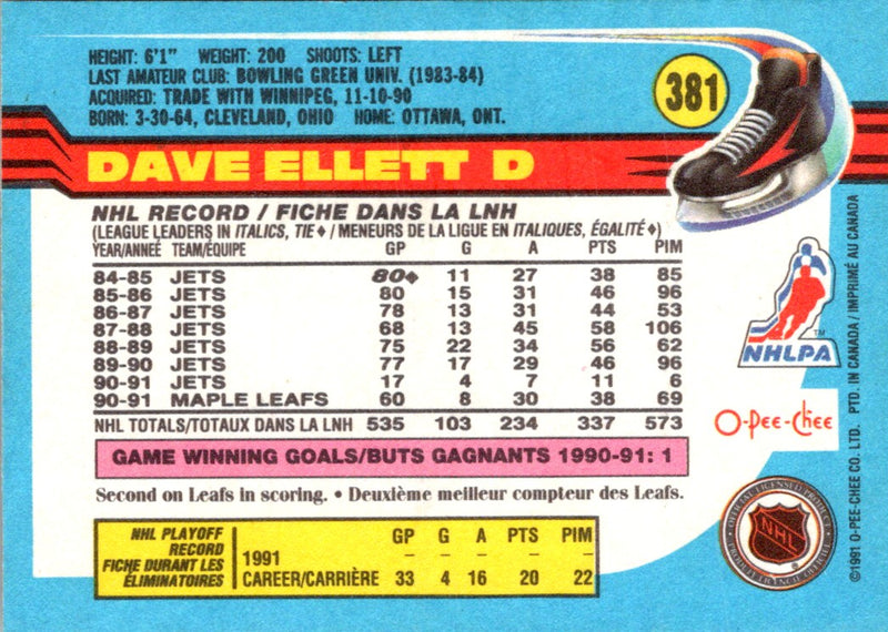 1991 O-Pee-Chee Dave Ellett