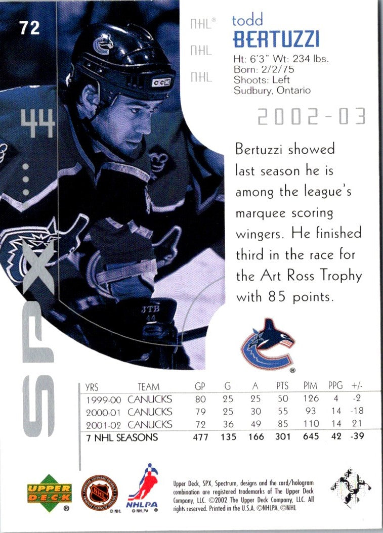 2002 SPx Todd Bertuzzi