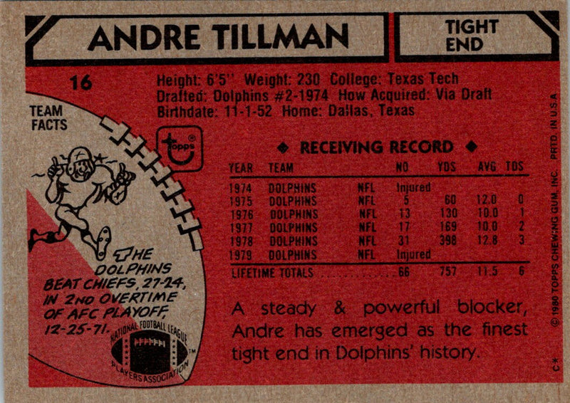 1980 Topps Andre Tillman