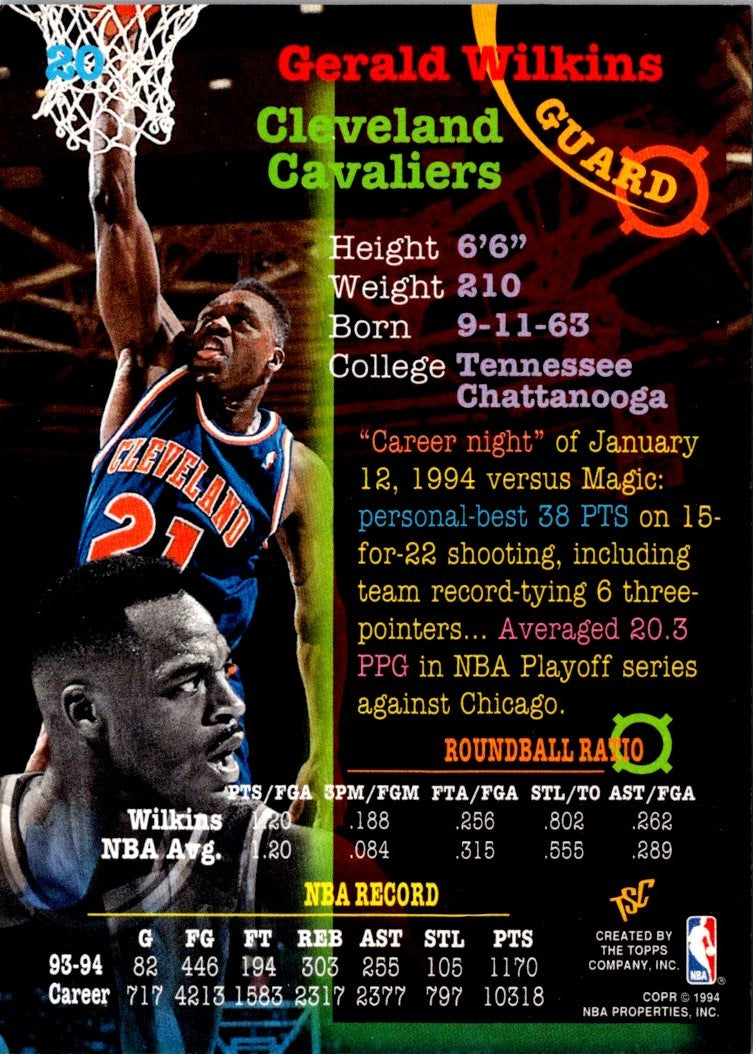 1994 Stadium Club Super Teams NBA Finals Gerald Wilkins