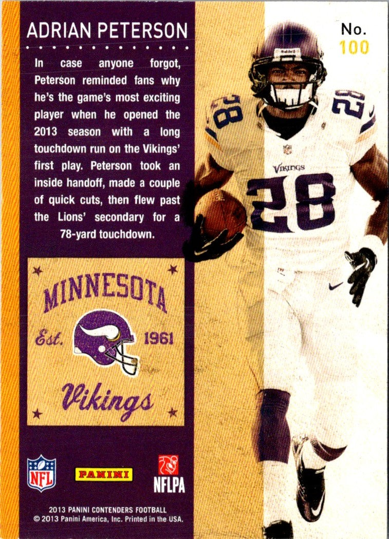 2013 Panini Contenders Adrian Peterson