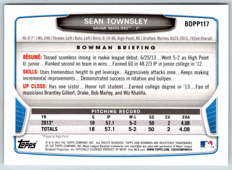 2013 Bowman Sean Townsley