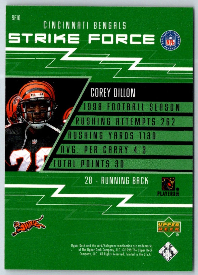 1999 Upper Deck Strike Force Corey Dillon