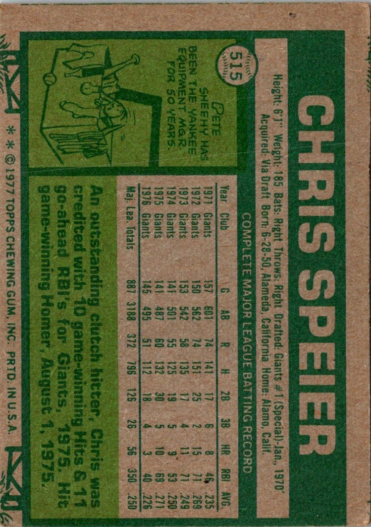 1977 Topps Chris Speier