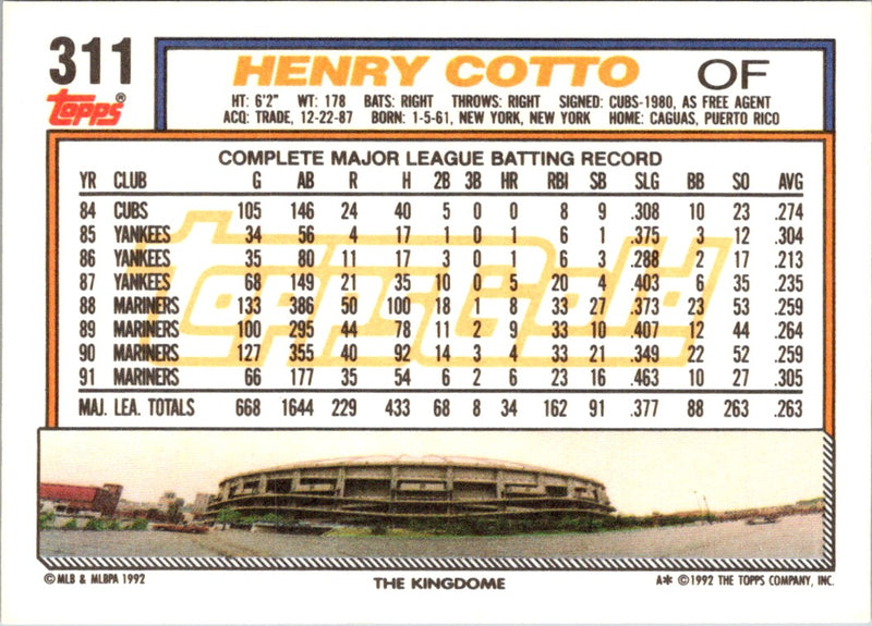 1992 Topps Henry Cotto