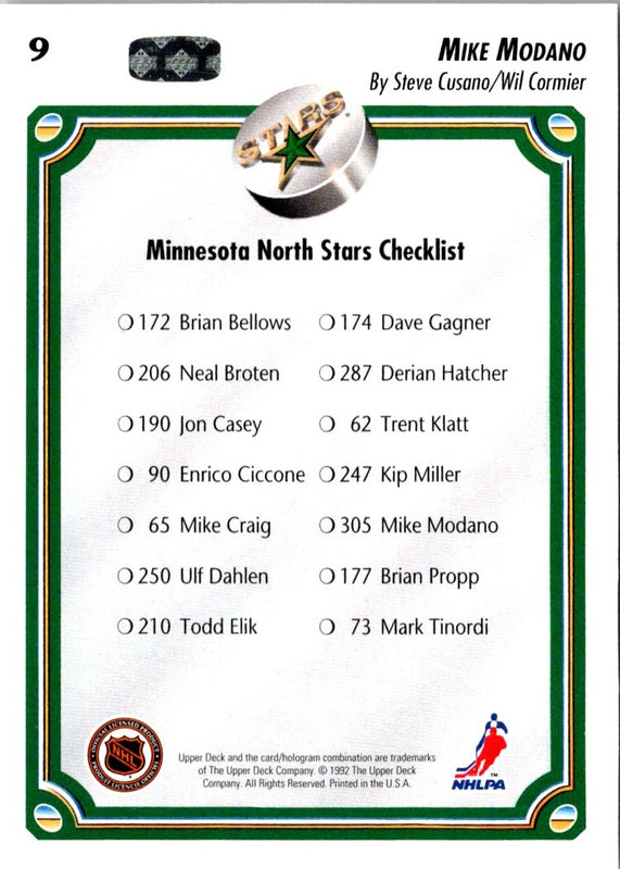 1997 Score Dallas Stars Sheet Mike Modano #92
