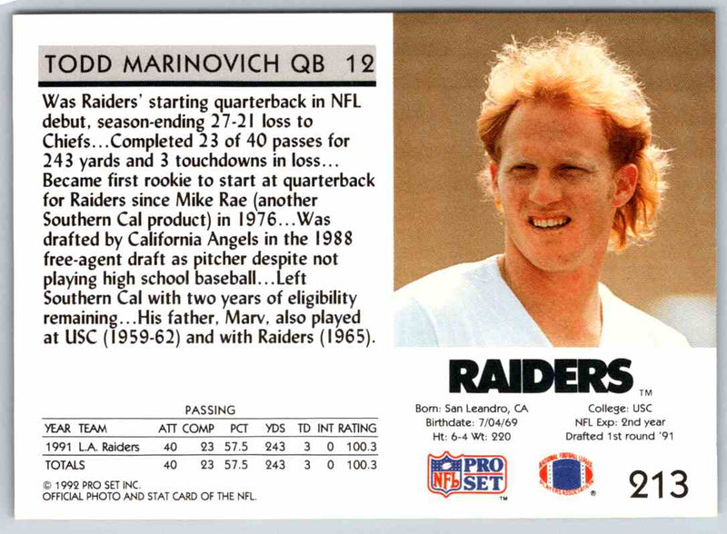 1992 Proset Todd Marinovich